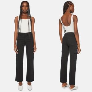 Mother The Straight Up Rambler Cargo Ankle Jeans Pitch Black 26 27 NWT